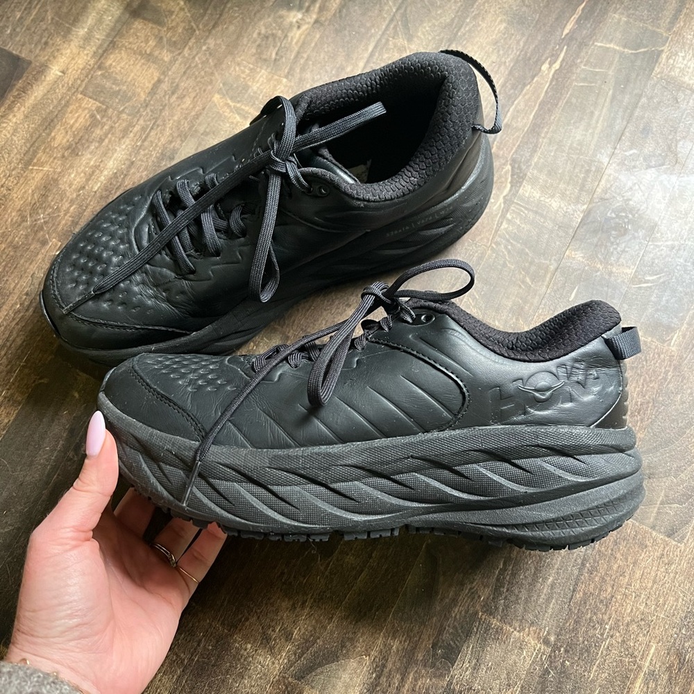 Hoka Bondi SR In Black Leather